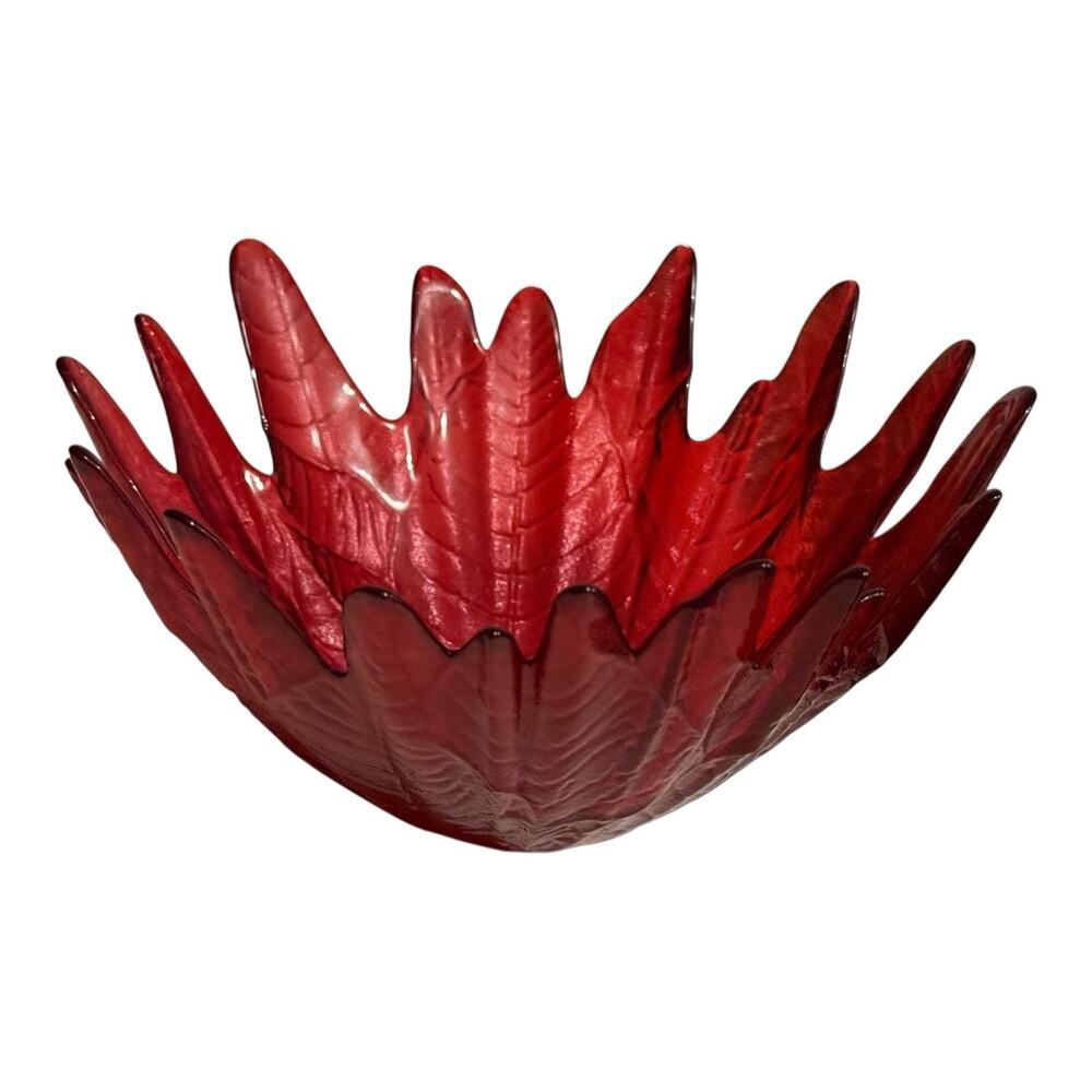 Bowl Unique Red Ruby Poinsettia Starburst Akcam Turkish